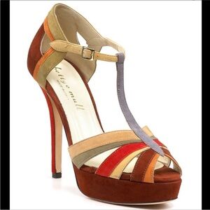 Bettye Muller Suede Open Toed Pumps Size 8.5 Anthropologie Made In Italy
